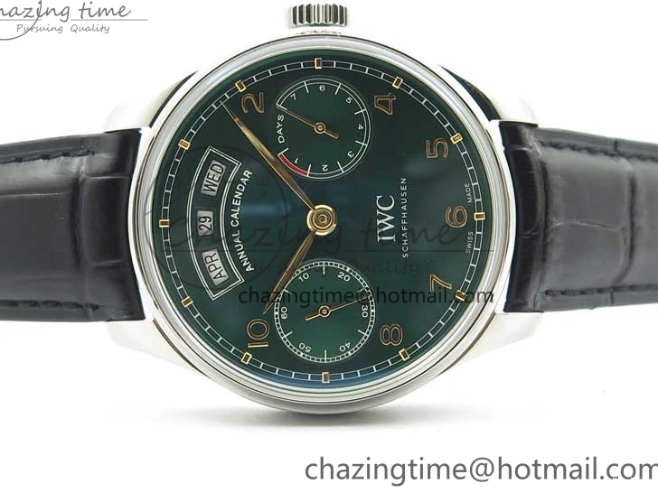 MIROTIME 1230 Portuguese Real PR Real Annual Calendar IW503510 ZF 1:1 Best Edition Green Dial on Black Leather Strap A QuickDry 7097